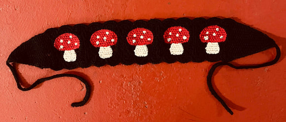 Crochet Mushroom Bandana / Head Wrap Scarf